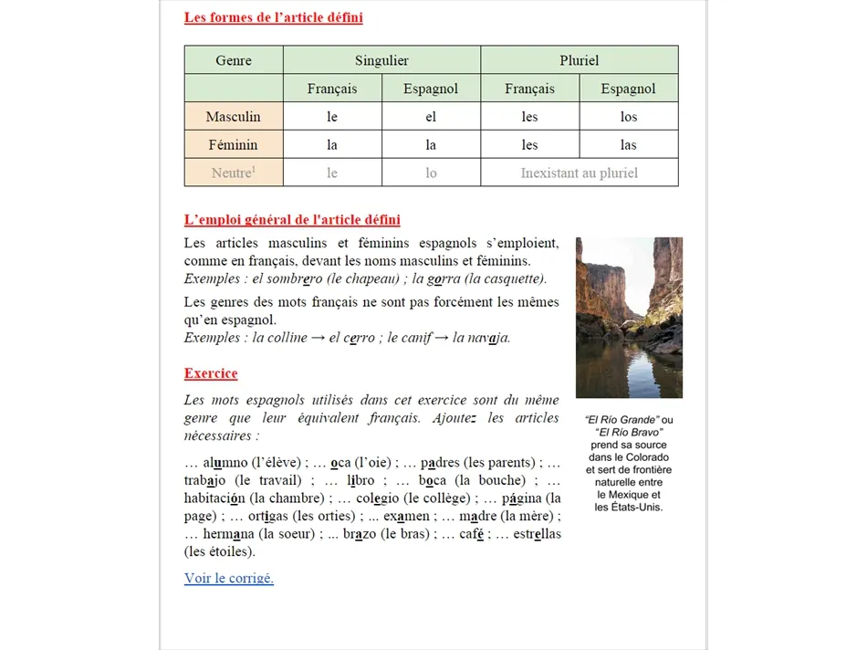 Cours d'espagnol
