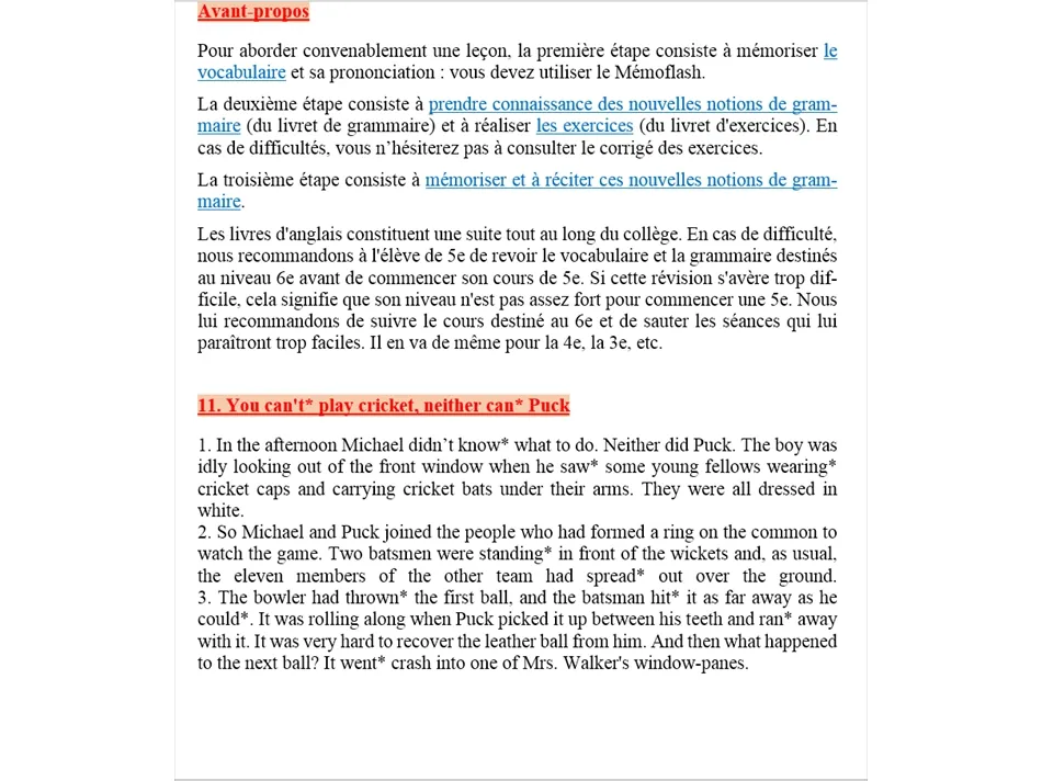 Début de la 3e année d'anglais