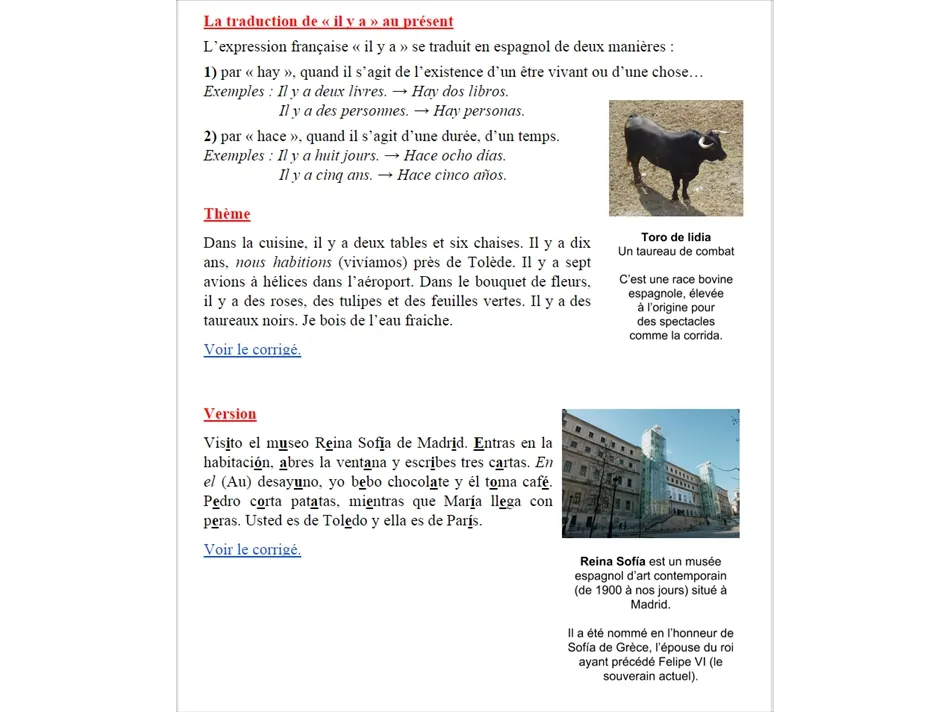 Cours d'espagnol