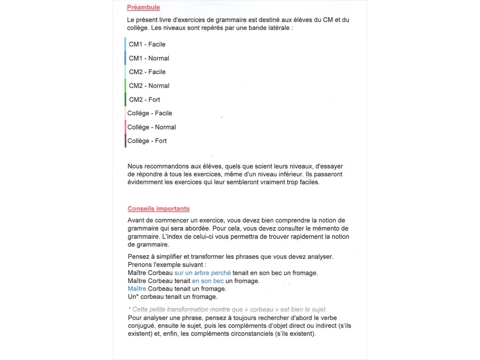 Exercices de grammaire