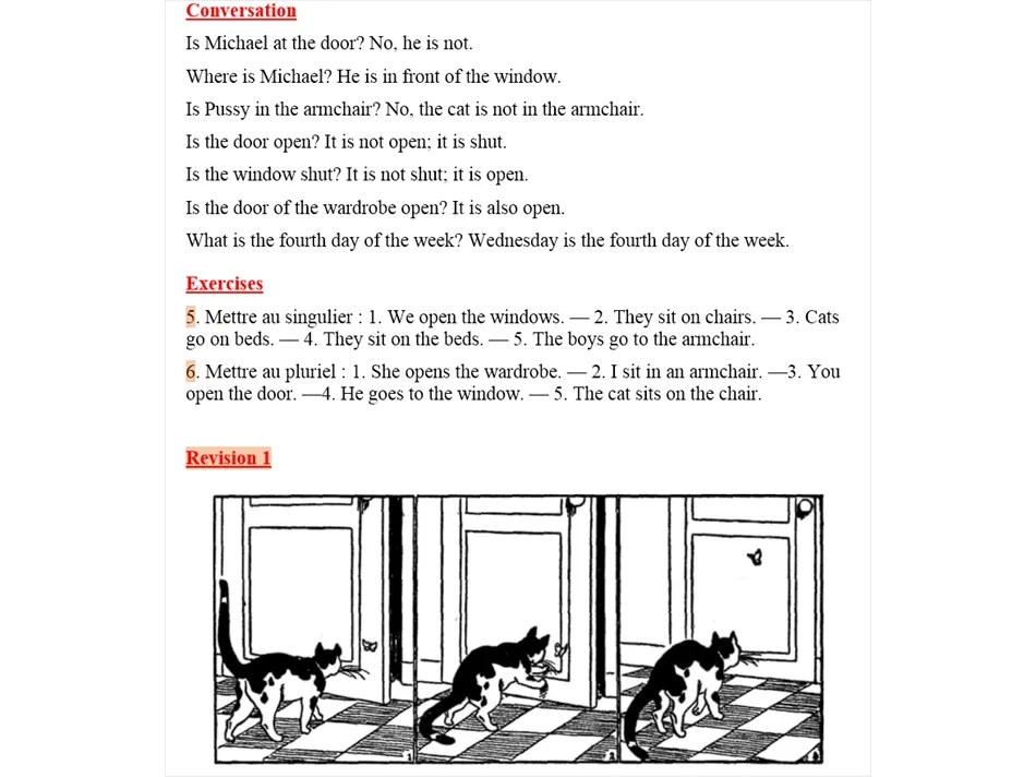 Début de la 1e année d'anglais