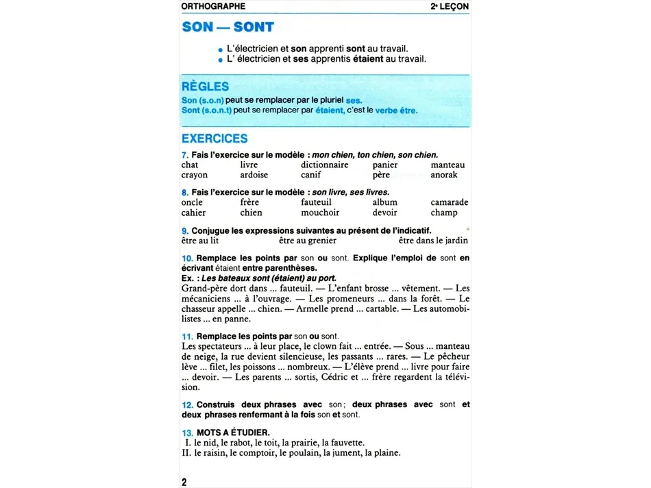 Cours de français - Exercices du Bled suivis d'une dictée enregistrée