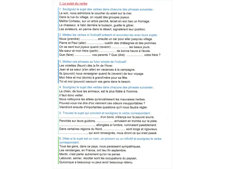Exercices de grammaire