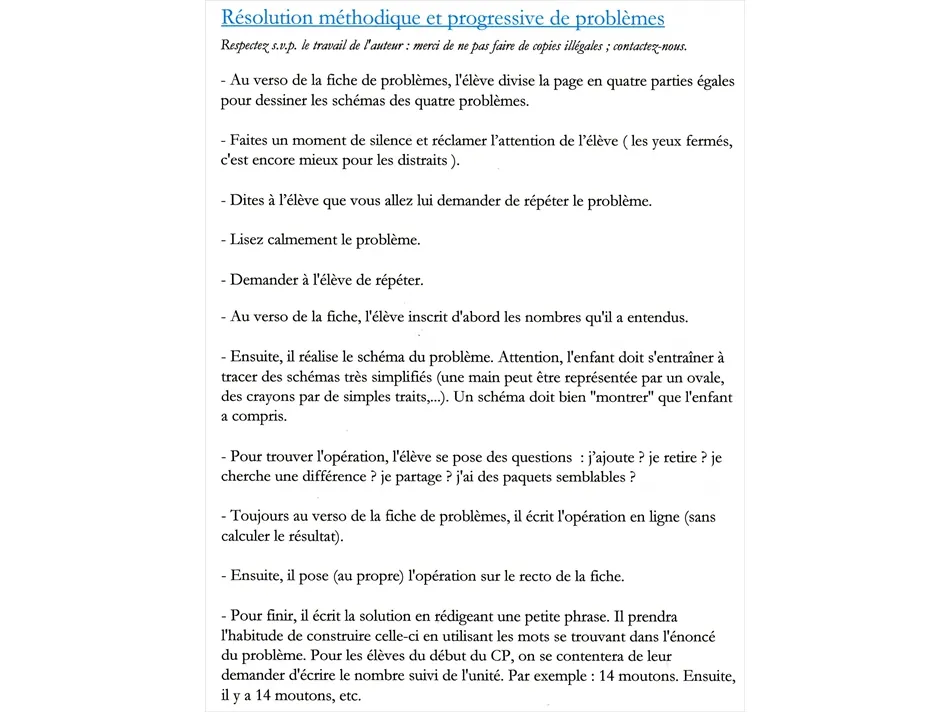 Résolution méthodique et progressive de problèmes